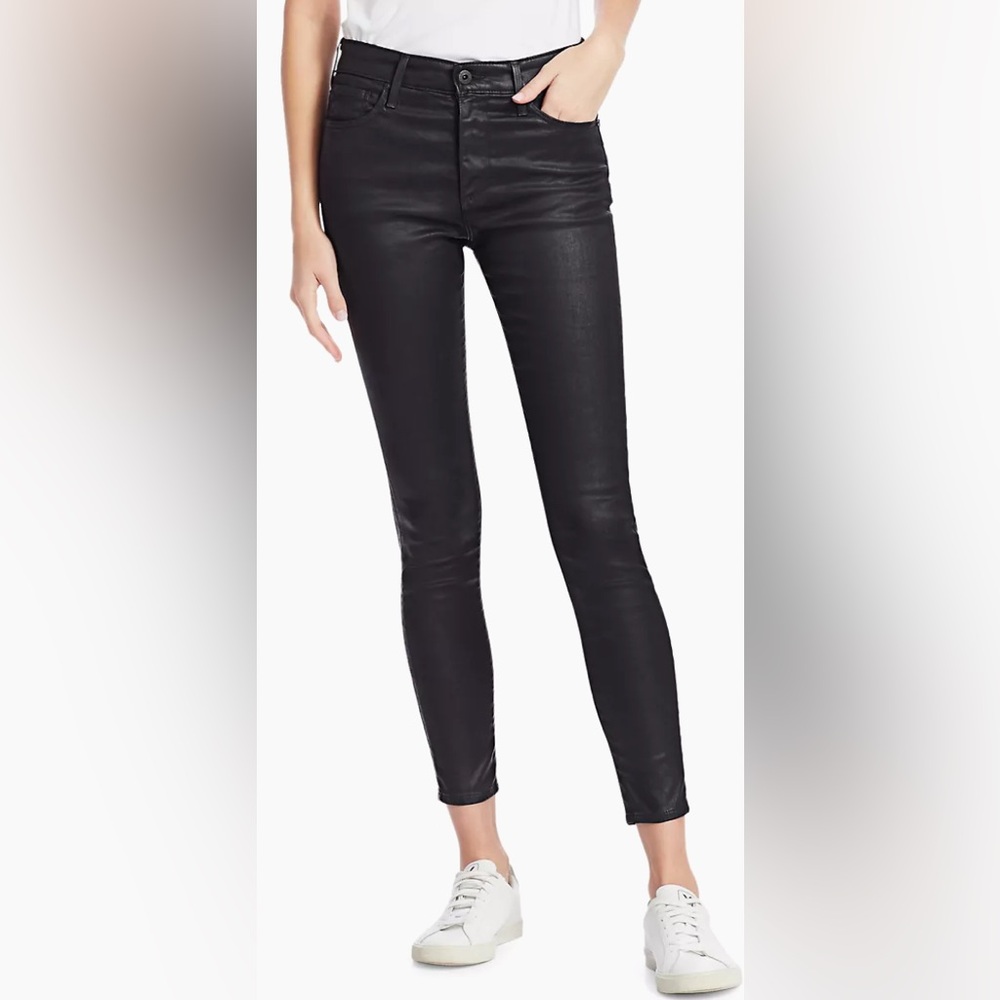 AG Adriano Goldschmied The Farrah Skinny High Rise Ankle Faux Leather Size 30”
